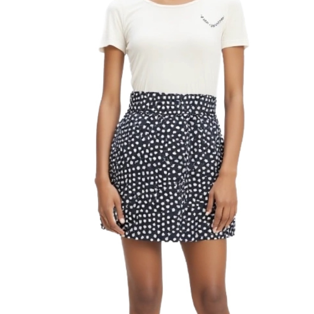Zara Black and White Polka Dot A-Line Mini Skirt Size M